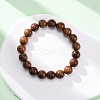 Wood Round Beads Stretch Bracelets for Men Women BJEW-U041-01-2