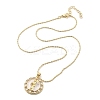 Flat Round with Santa Muerte Brass Micro Pave Cubic Zirconia Pendant Necklaces NJEW-S385-03B-G-3