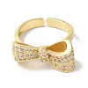 Bowknot Brass Micro Pave Clear Cubic Zirconia Open Cuff Rings for Women LS-RJEW-C098-21G-2