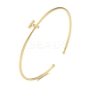 Rack Plating Brass Micro Pave Clear Cubic Zirconia Letter Open Cuff Bangles BJEW-A018-01G-T-1