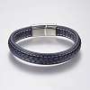 Braided Leather Cord Bracelets BJEW-H561-07E-1