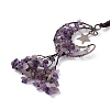 Natural Amethyst Moon with Chips Tassel Pendant Decorations G-L524-07R-B05-3