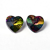 Faceted Heart Electroplated Glass Pendants X-EGLA-R082-04-3