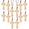 Wood Cross Pendant Decorations WOOD-WH0034-55B-1