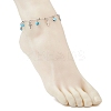 Handmade Evil Eye Lampwork & 304 Stainless Steel Cross Tassel Bar Link Chain Anklets for Women AJEW-AN00741-03-3