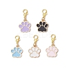Alloy Enamel Dog Paw Print Pendant Decorations HJEW-JM03746-2