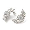 Croissant Rack Plating Brass Micro Pave Cubic Zirconia Stud Earrings for Women EJEW-O001-05P-1