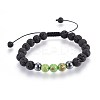 Natural Lava Rock and Non-Magnetic Synthetic Hematite Beads Braided Bead Bracelets BJEW-JB03975-04-1