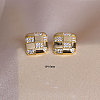 Square 304 Stainless Steel Crystal Rhinestone Pendant Necklaces & Stud Earrings Sets FS-WGB49B1-02-2