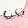 304 Stainless Steel & Bohemian Beaded Fan Hoop Earrings for Women EJEW-R001-01G-01-1