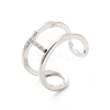 Clear Cubic Zirconia Initial Letter Open Cuff Ring RJEW-A012-01P-T-2