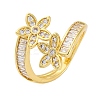 Rack Plating Brass Micro Pave Clear Cubic Zirconia Open Cuff Finger Rings for Women RJEW-M028-88G-4