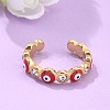 PVD Vacuum Plating 304 Stainless Steel Enamel Evil Eye Open Cuff Rings STAS-D089-23G-2
