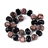 Natural Obsidian & Rhodonite Beads Strands G-Q614-03A-03-3