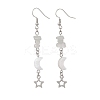 Brass Moon with Star Dangle Earrings EJEW-JE06675-5