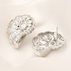Rack Plating Shell Shape Brass Micro Pave Clear Cubic Zirconia Stud Earrings EJEW-H143-27P-3
