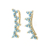 Brass Micro Pave Cubic Zirconia Stud Crawler Earrings KK-CBAA351-18G-01-4