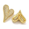 Rack Plating Heart Brass Micro Pave Cubic Zirconia Stud Earrings EJEW-I313-17G-2