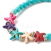 Synthetic Turquoise(Dyed) Starfish Stretch Bracelet BJEW-JB07702-03-4