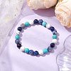 8.5mm Round Natural Lapis Lazuli & Howlite & Synthetic Turquoise & Blue Spot Jasper Bead Stretch Bracelets for Women BJEW-JB10944-05-4