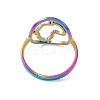 Ion Plating(IP) 201 Stainless Steel Hollow Out Africa Map Adjustable Ring for Women RJEW-C045-04M-3