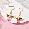 Angel Antique Golden Alloy & Resin Dangle Earrings EJEW-JE05686-11-2