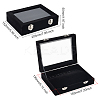 Rectangle Clear Window Jewelry Velvet Presentation Box Organizer with MDF Wood and Iron Locks VBOX-WH0010-01-2
