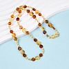 Natural Amber Flat Round and Round Beaded Necklaces NJEW-T019-11-1