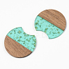 Transparent Resin & Walnut Wood Pendants RESI-S389-001A-B03-2