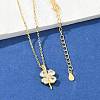 925 Sterling Silver Pave Clear Cubic Zirconia Clover Pendant Necklaces for Women NJEW-G168-01G-1