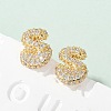 Brass Micro Pave Cubic Zirconia Stud Earrings EJEW-Z091-04G-S-1