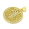 Rack Plating Brass Micro Pave Clear Cubic Zirconia Pendants KK-B091-47G-2