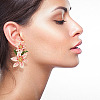 2 Pairs 2 Colors 3D Flower of Life Enamel Dangle Stud Earrings EJEW-FI0001-26-5