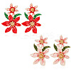 2 Pairs 2 Colors 3D Flower of Life Enamel Dangle Stud Earrings EJEW-FI0001-26-1