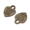 Tibetan Style Alloy Heart Charms TIBEP-Q035-07AB-NR-2