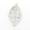 Long Hollow Leaf Alloy Pendants PALLOY-O024-01-2