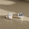 925 Sterling Silver Micro Pave Clear Cubic Zirconia Stud Earrings EJEW-G443-07P-2