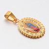 Holy Jewelry 304 Stainless Steel Flat Oval with Virgin Mary Pendants LS-STAS-L130-06-2