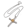 Brass Screw Cross Pendant Box Chain Necklaces for Women Men NJEW-C067-06P-4