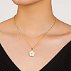 Brass Pave Cubic Zirconia Flower Shape Pendant Necklaces for Women DX2939-1