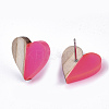 Transparent Resin & Wood Stud Earrings LS-EJEW-N017-002A-D06-3