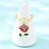 Adjustable Brass Enamel Pendant Finger Rings for Women RJEW-A090-03G-2