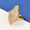 Brass Micro Pave Cubic Zirconia Cuff Rings for Women RJEW-L132-03G-01-1