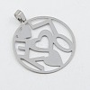 304 Stainless Steel Textured Filigree Pendants STAS-M001-03-3
