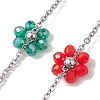 Colorful Glass Beaded Flower Link Chains AJEW-JB01209-02-3