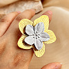 Flower 304 Stainless Steel Finger Rings RJEW-G339-02GP-1