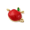 Brass Red Enamel Connector Charms KK-I276-13G-02-2