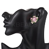 Flower Handmade Glass Seed Beads Stud Earrings EJEW-MZ00656-02-4