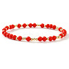 Plastic & Brass Beaded Stretch Bracelet for Women JP1152-12-1