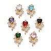 Glass Heart Connector Charms KK-M314-15KCG-1